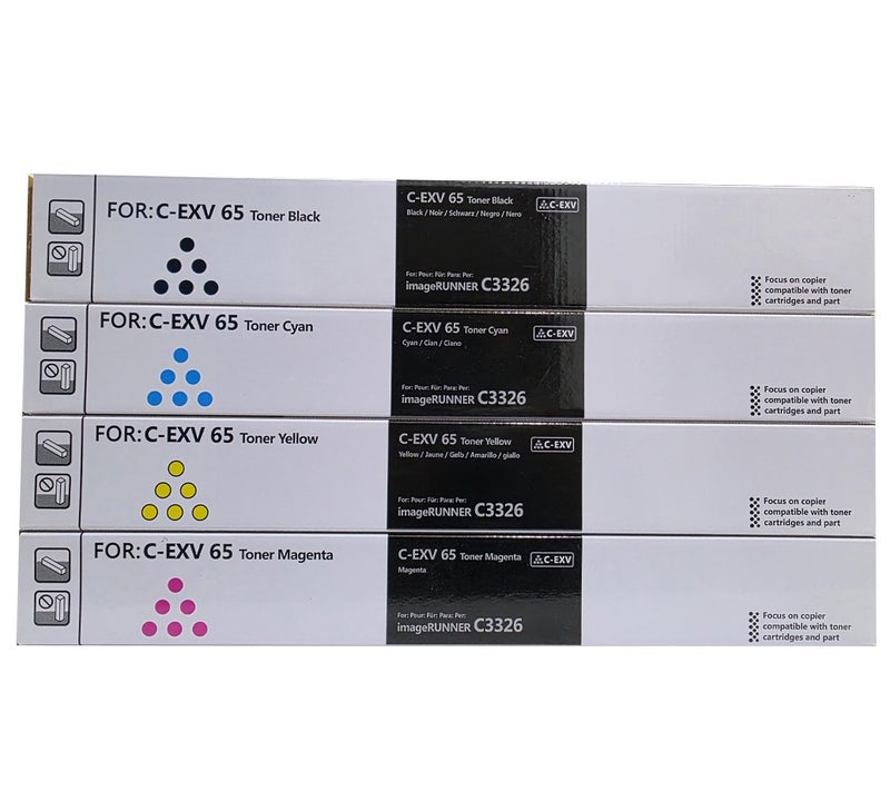 Copier Toner C EXV65 CEXV65 CEXV C-EXV EXV 65K 65C 65Y 65M Compatible for Canon ImageRUNNER C3326i High Yield - Image 1